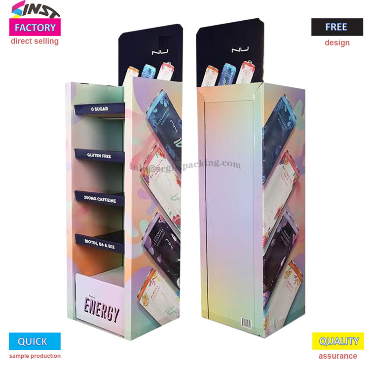 Rak Tampilan Ngombe Energi: Nggunakake warna lan informasi kanggo nyelehake 