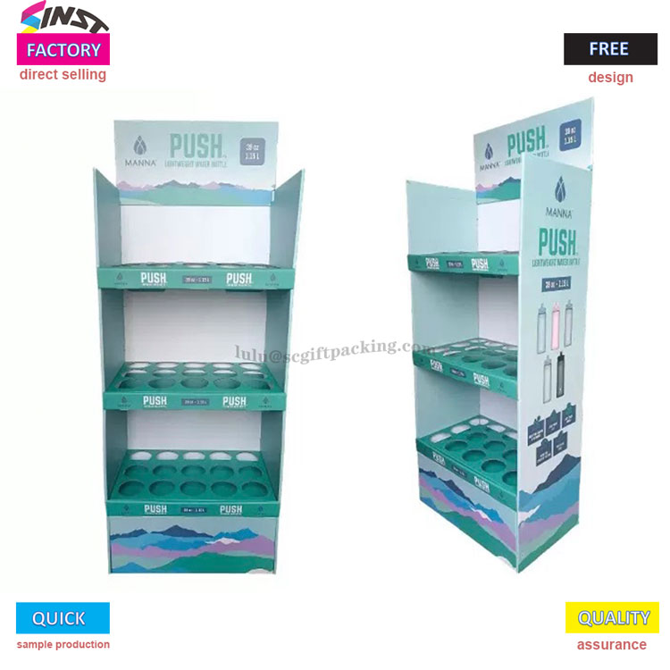 Tampilan lantai karton karton kanggo botol banyu supermarket