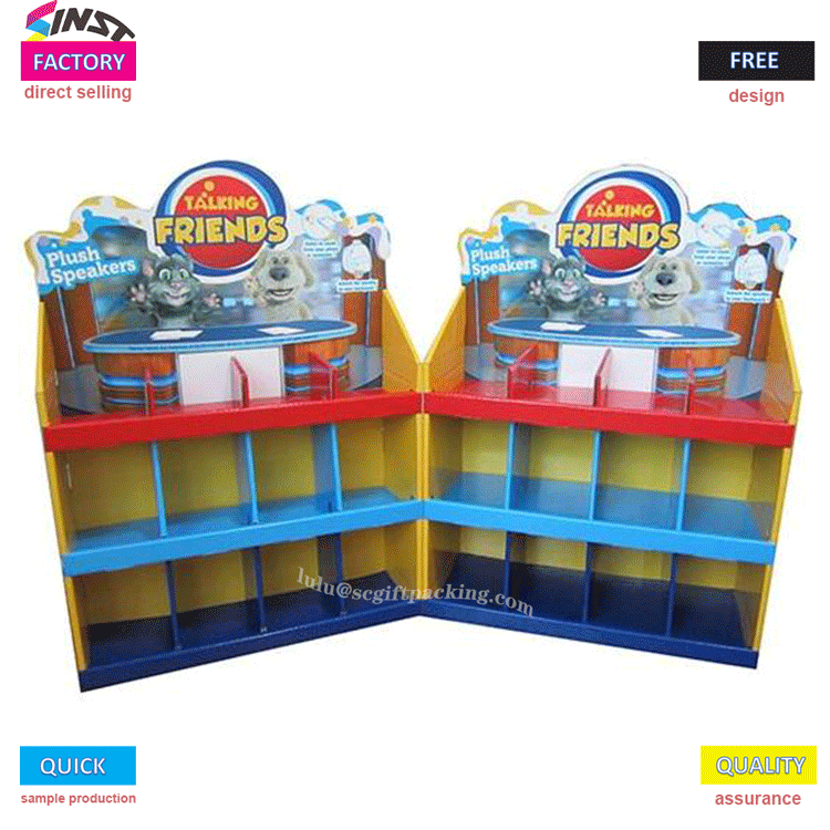 Corrugated 3 Lapisan Floor Tray Tampilan kanggo Toys